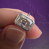Radiant Shaped Bezel Solitaire Moissanite Diamond Engagement Ring
