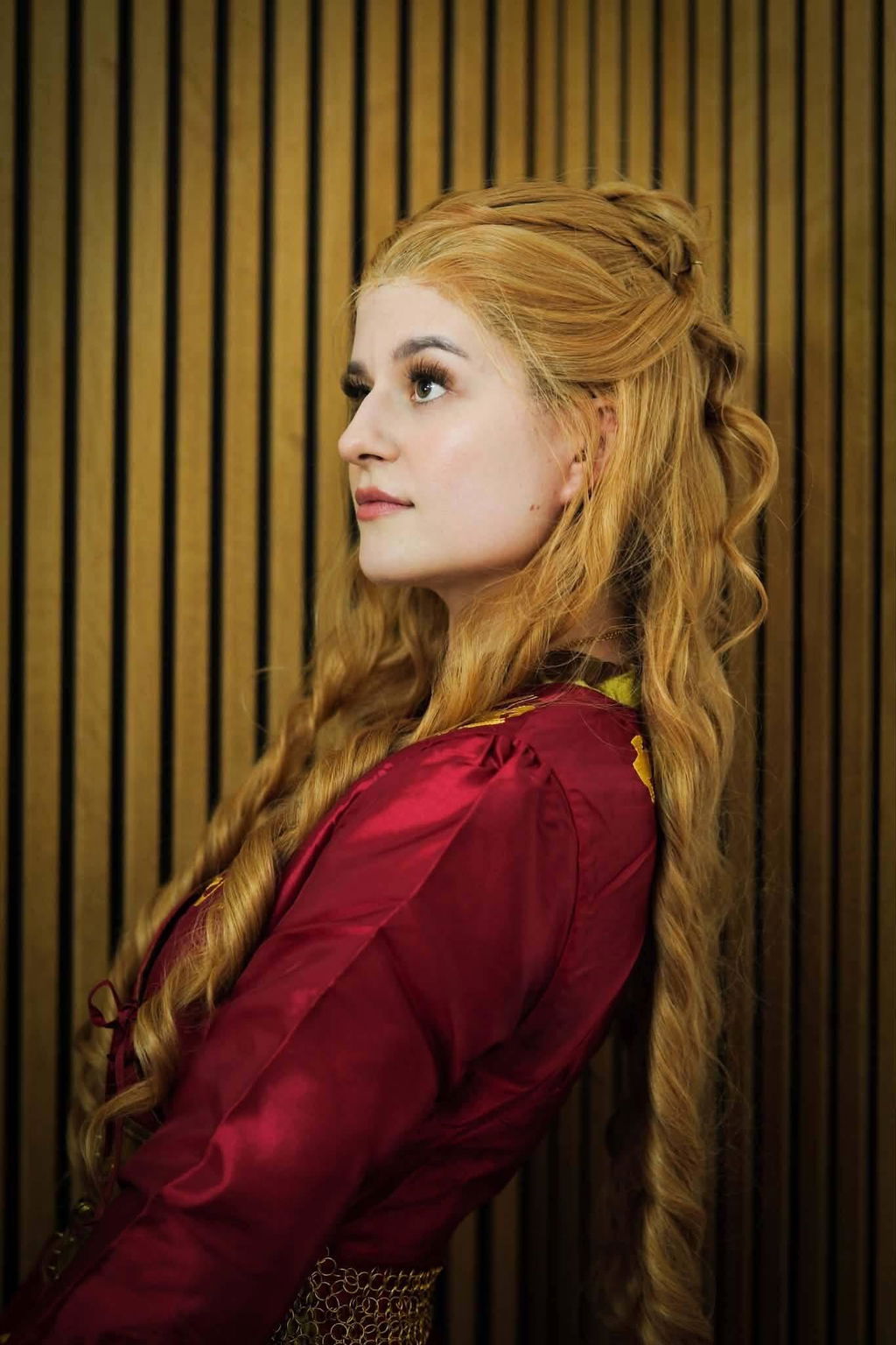 Strawberry Blonde Curly Lace Top Synthetic Wig Idina