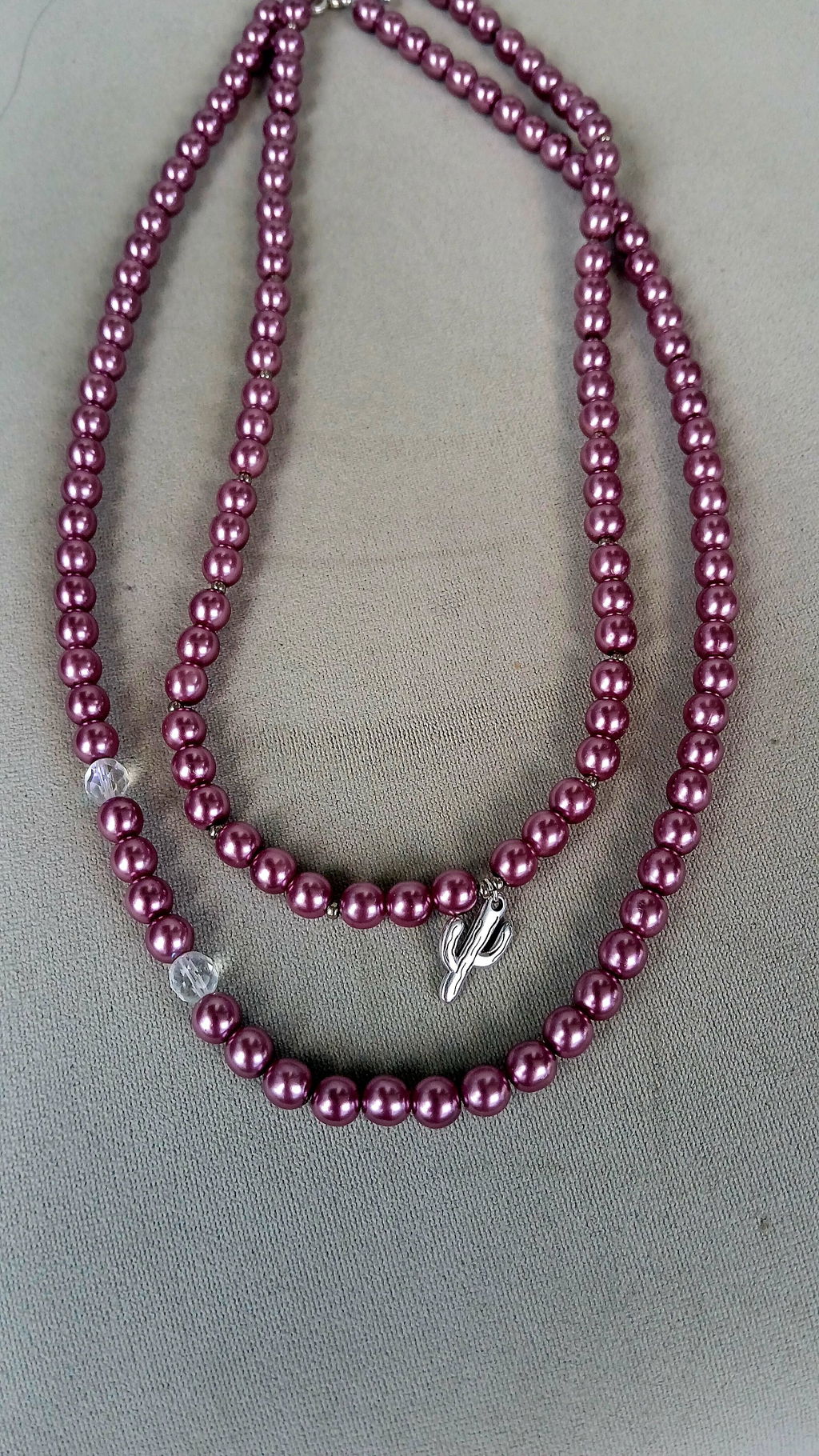 Tjeckiska vaxade glaspärlor - Fuchsia 8mm, 1 sträng