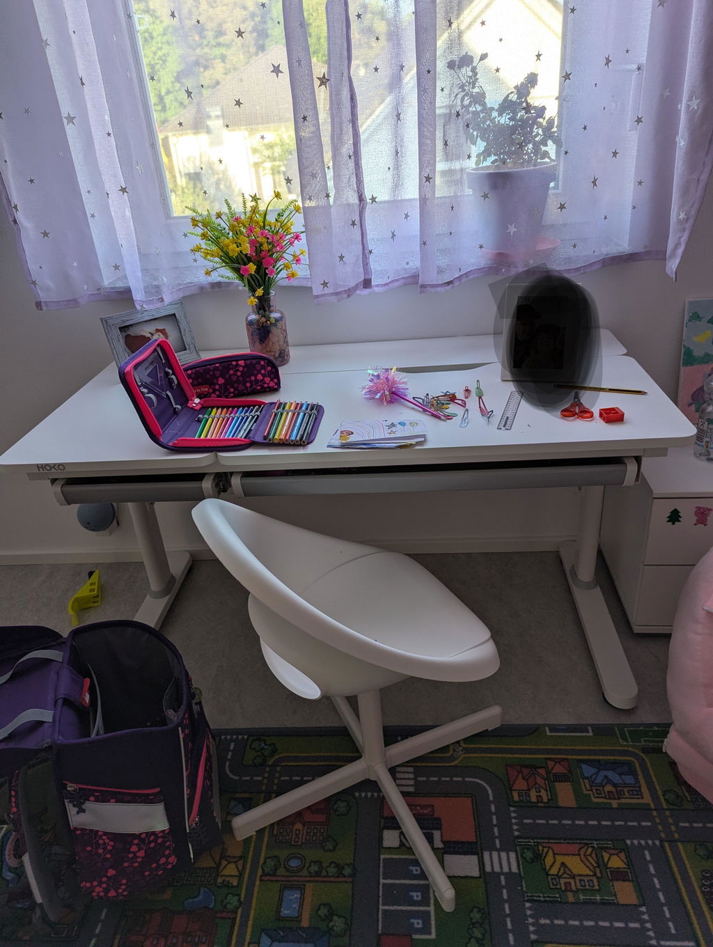 HOKO ELIN Mitwachsender Kinderschreibtisch 120x60 cm für Hausaufgaben und Lernen