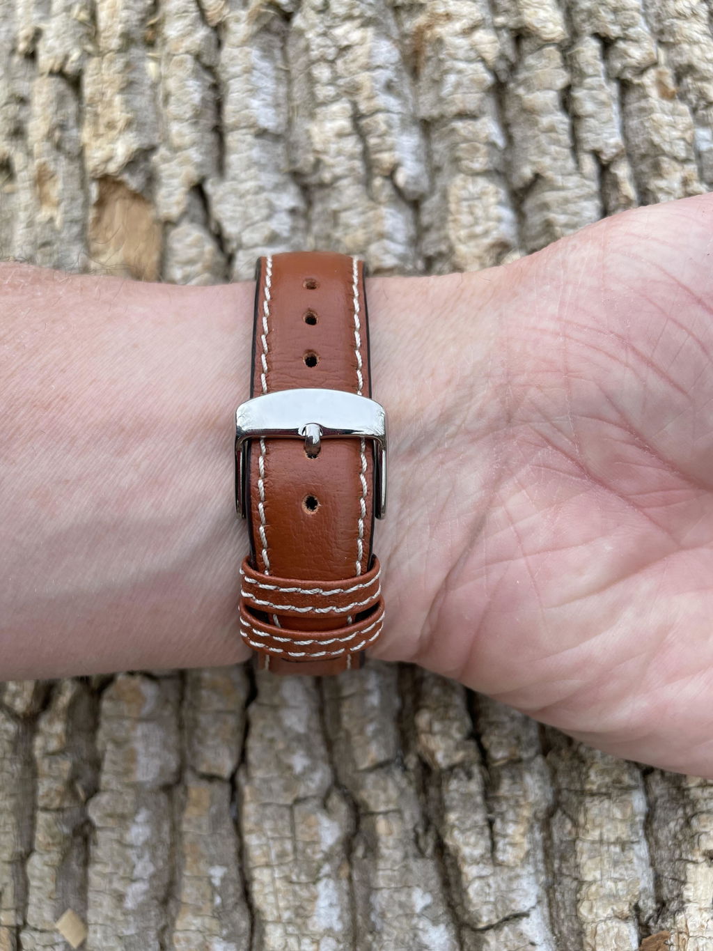 RIOS1931 Nature Cognac Buffalo Leather Watch Band Strap