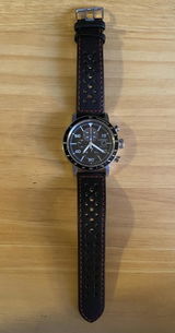 Di-Modell Rallye Black Contrast-Stitch Leather Watch Strap