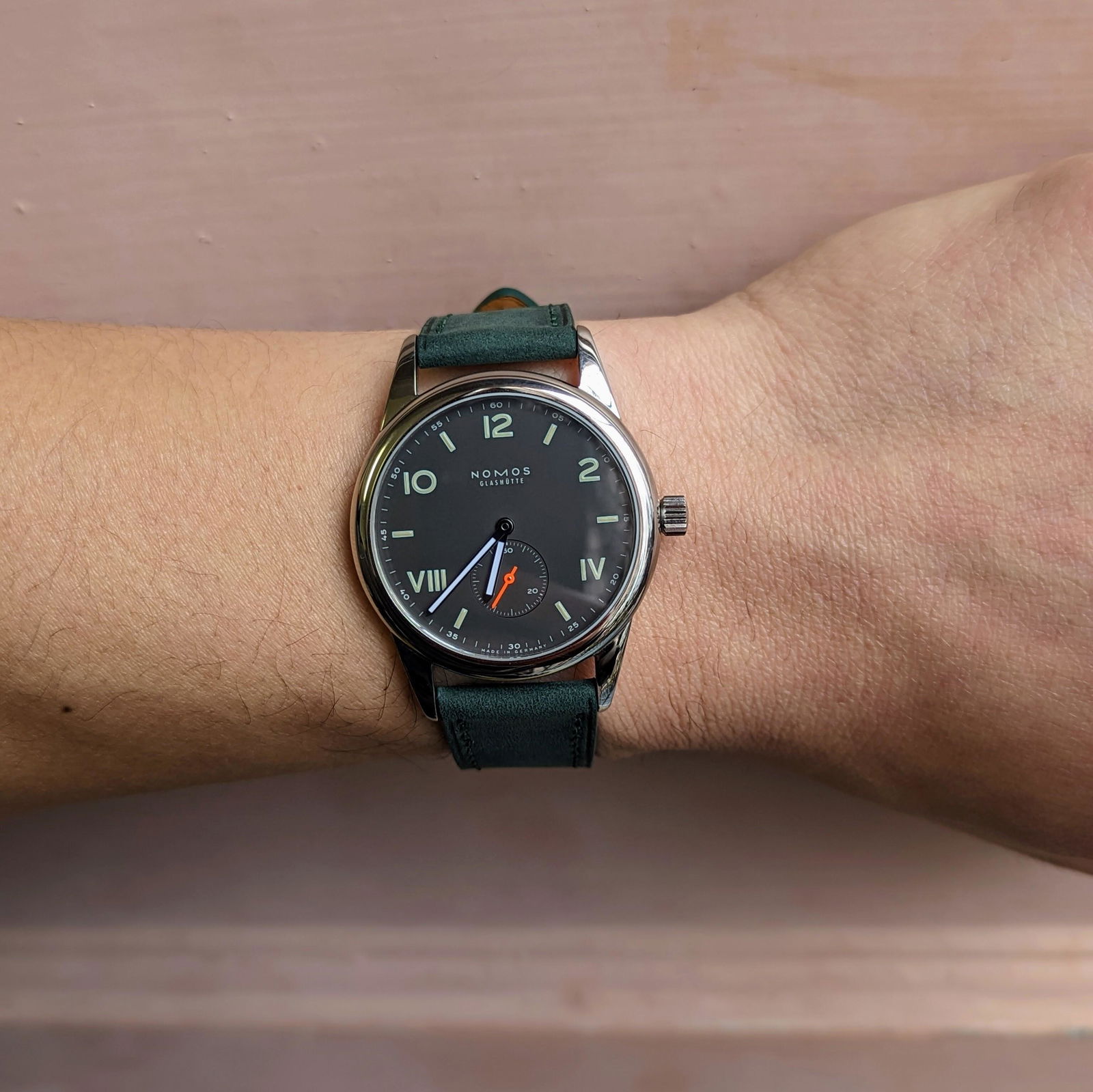 Fluco Mountain Bear Green Nubuck Leather Watch Band Strap