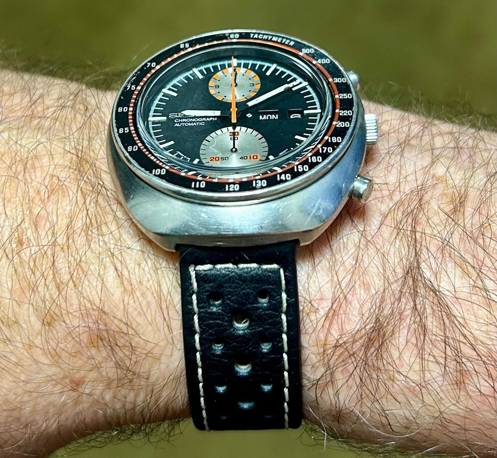 Di-Modell Rallye Black Contrast-Stitch Leather Watch Strap