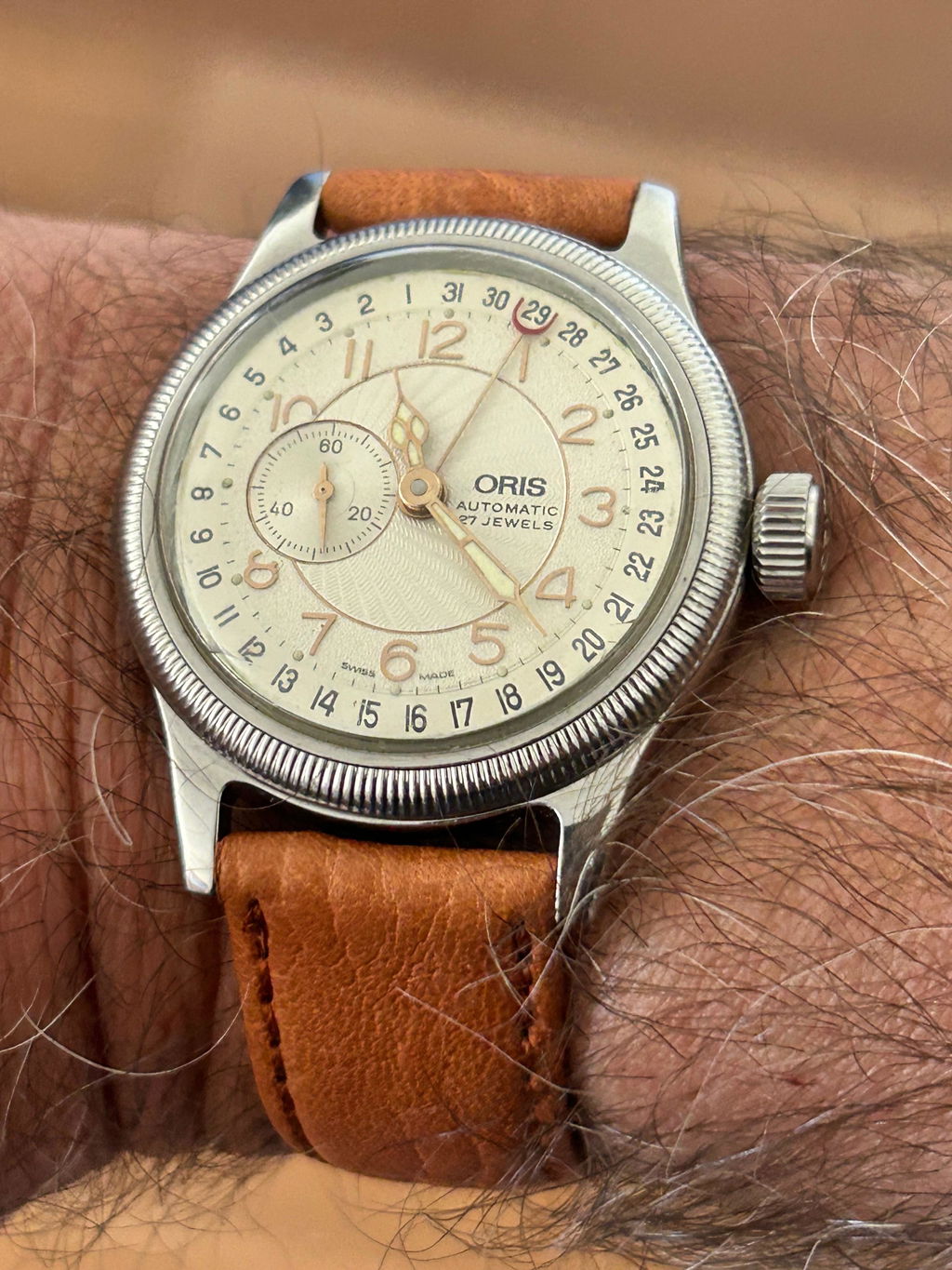 Fluco Record Tobacco Buffalo-Grain Leather Watch Band Strap
