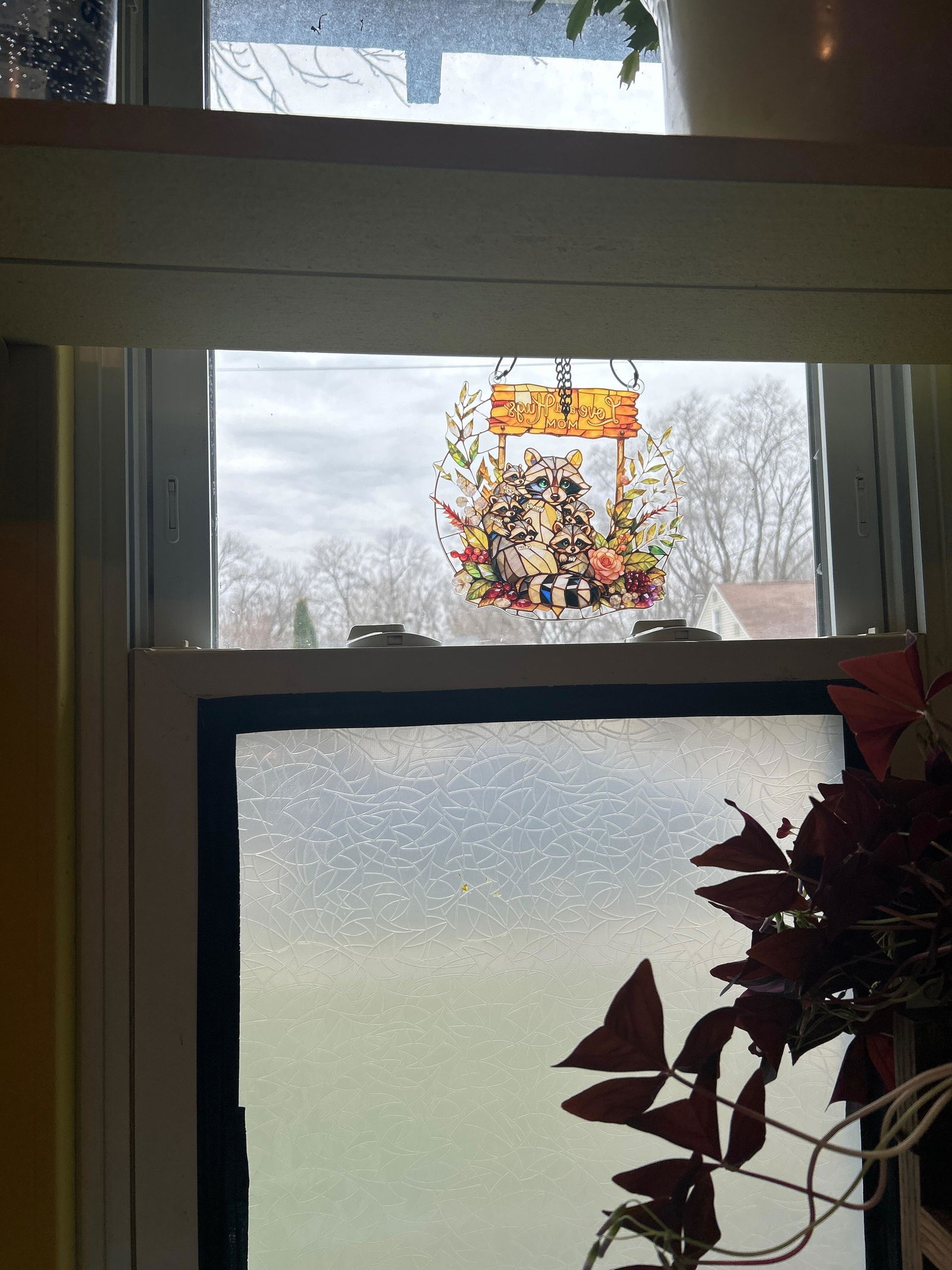 Customer photo of Raccoon Mom and Kids Suncatcher Ornament – Personalized Gifts For…