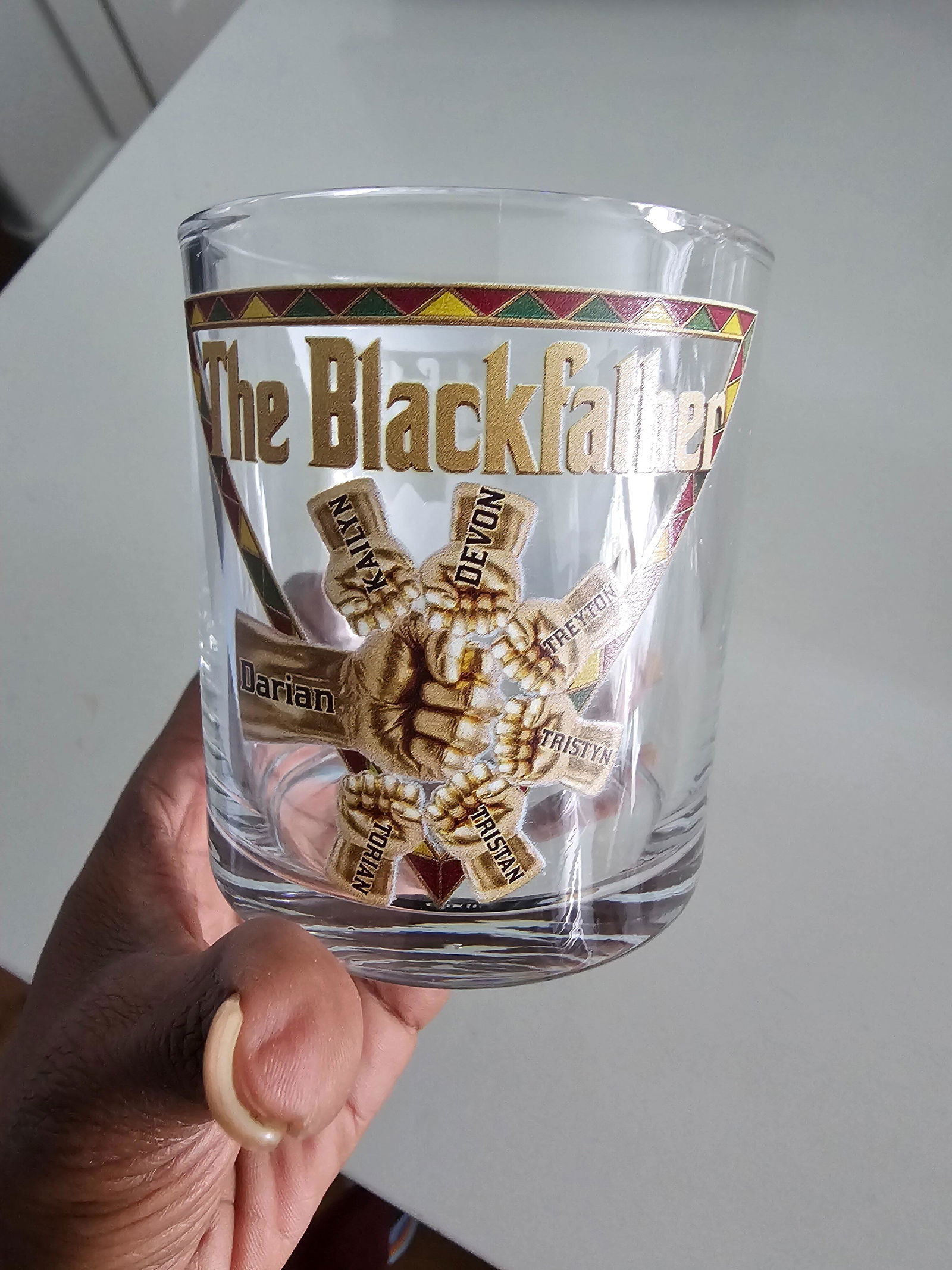 Customer photo of The Black Father 11oz Round Glass - Personalized Gifts For Dad