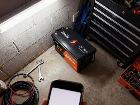HOOLIKE 12.8V 280Ah Bluetooth-Enabled Lithium Iron Phosphate (LiFePO4) Battery