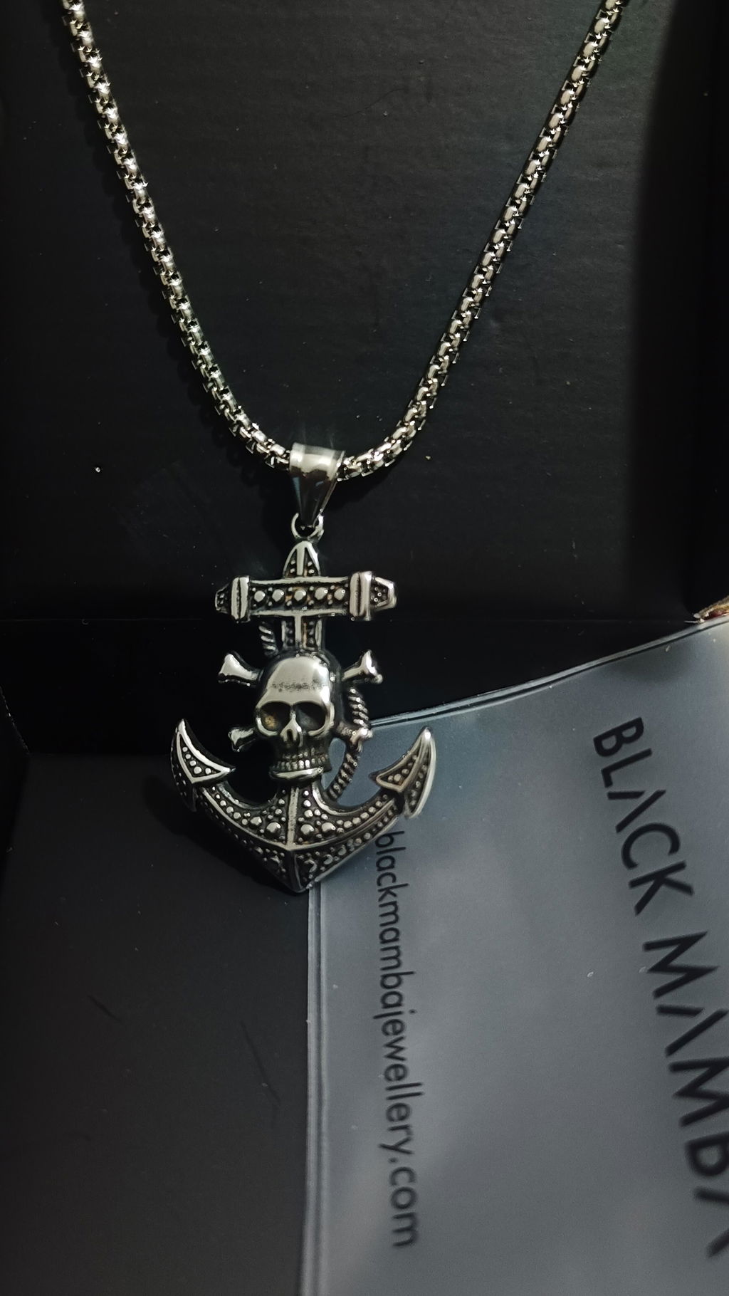 Silver Pirate Anchor pendant with jared chain