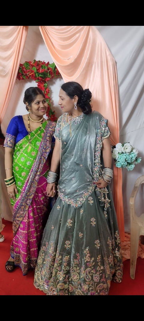 Organza Fabric Sequinned Embroidered Ready to Wear Lehenga Choli & Dupatta