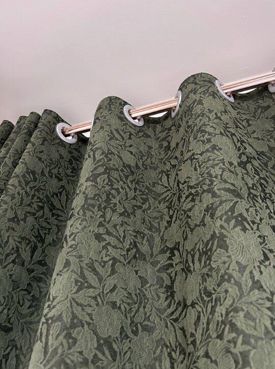 Blackout Curtains Bedroom with 3D Floral Relief – Embossed Luxury Drapes, Thermal Insulated