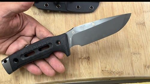 ROCK APEX MINI Black Titanium Coating DC53 Fixed Blade Orange G10