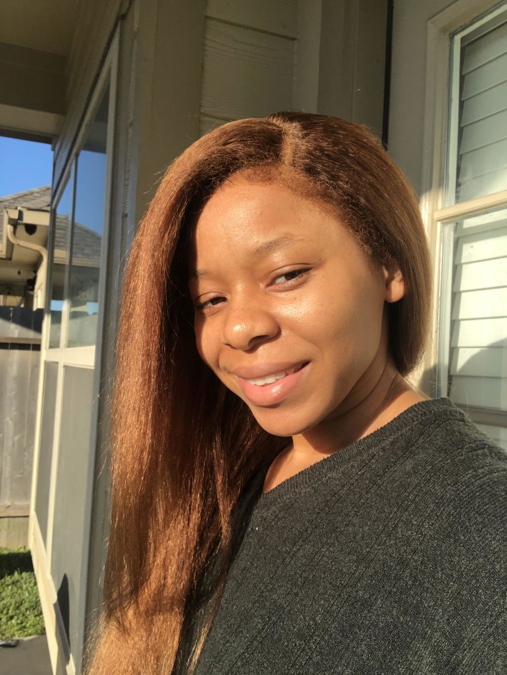 Reddish Brown Kinky Edges Lace Front Kinky Straight Wig