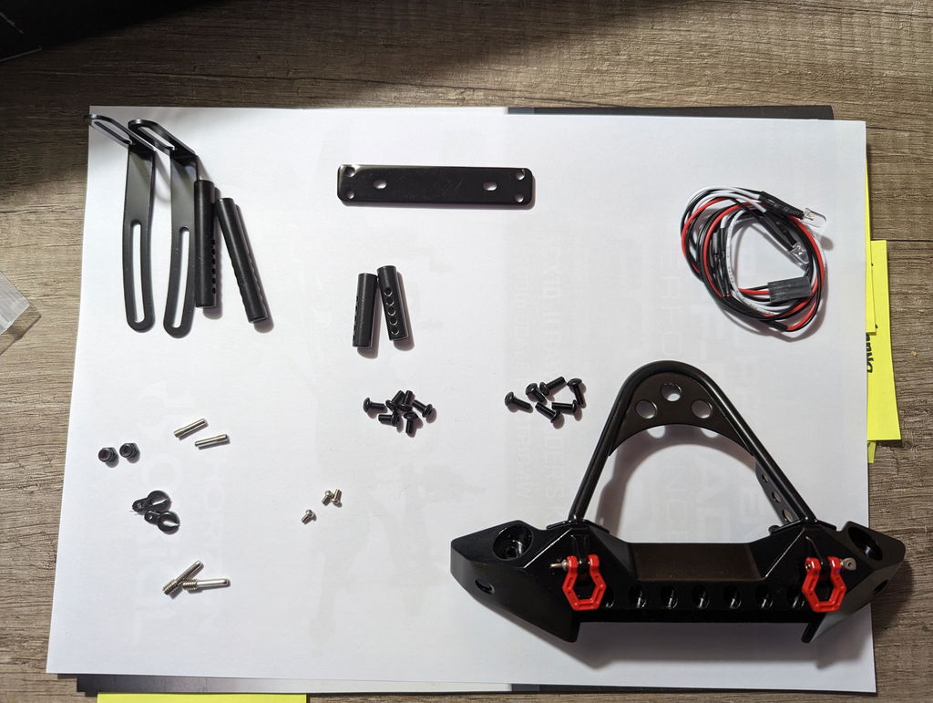 Pare-chocs Avant Métal Avec LED Pour Crawler RC 1/10 - Compatible TRX4, Axial SCX10, SCX10 III - Noirs Pare-chocs Avant Avec LED