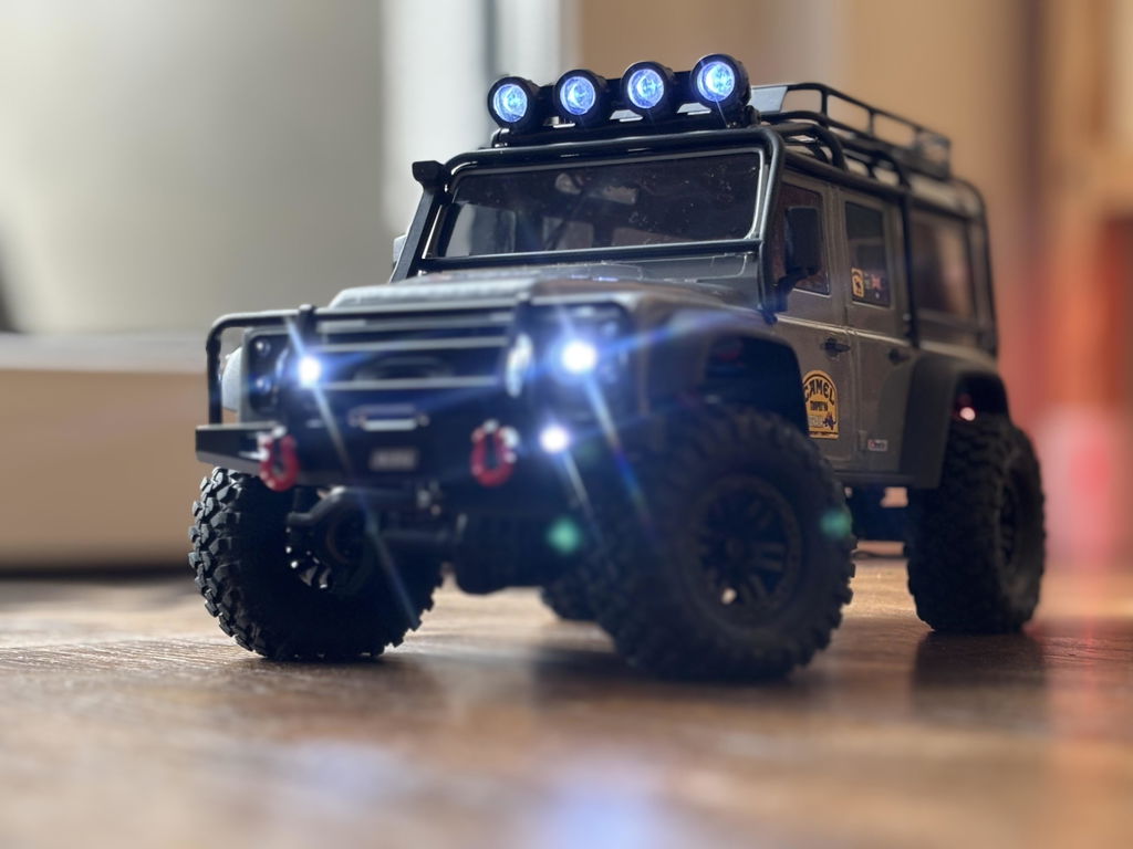 INJORA CNC Aluminum Front Rear Bumper with Lights for 1/18 TRX4M Defen