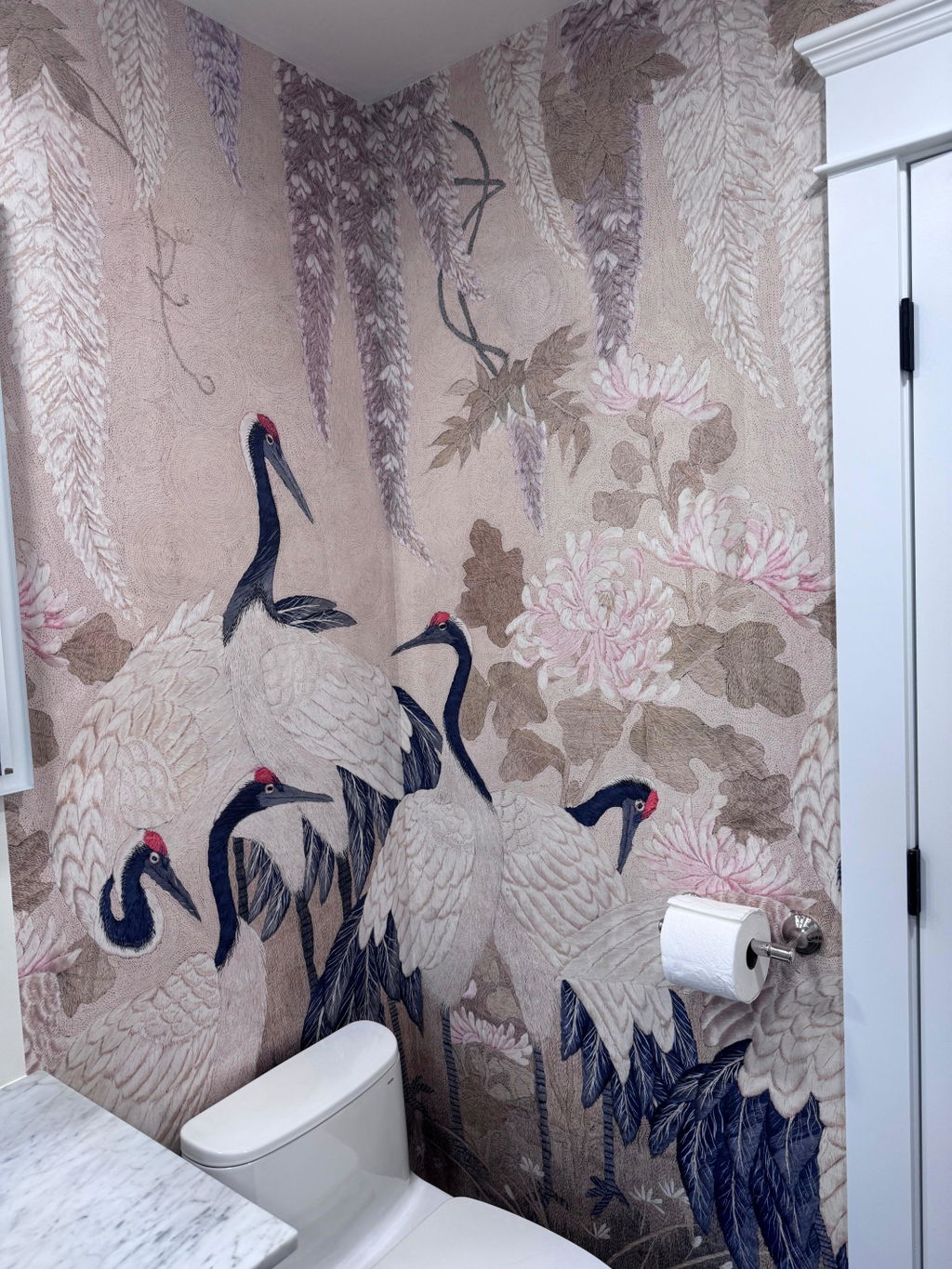 Crane Garden Embroidered | French Cream