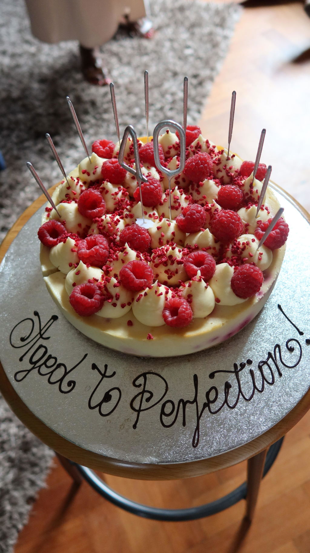 Personalised White Chocolate & Raspberry Cheesecake