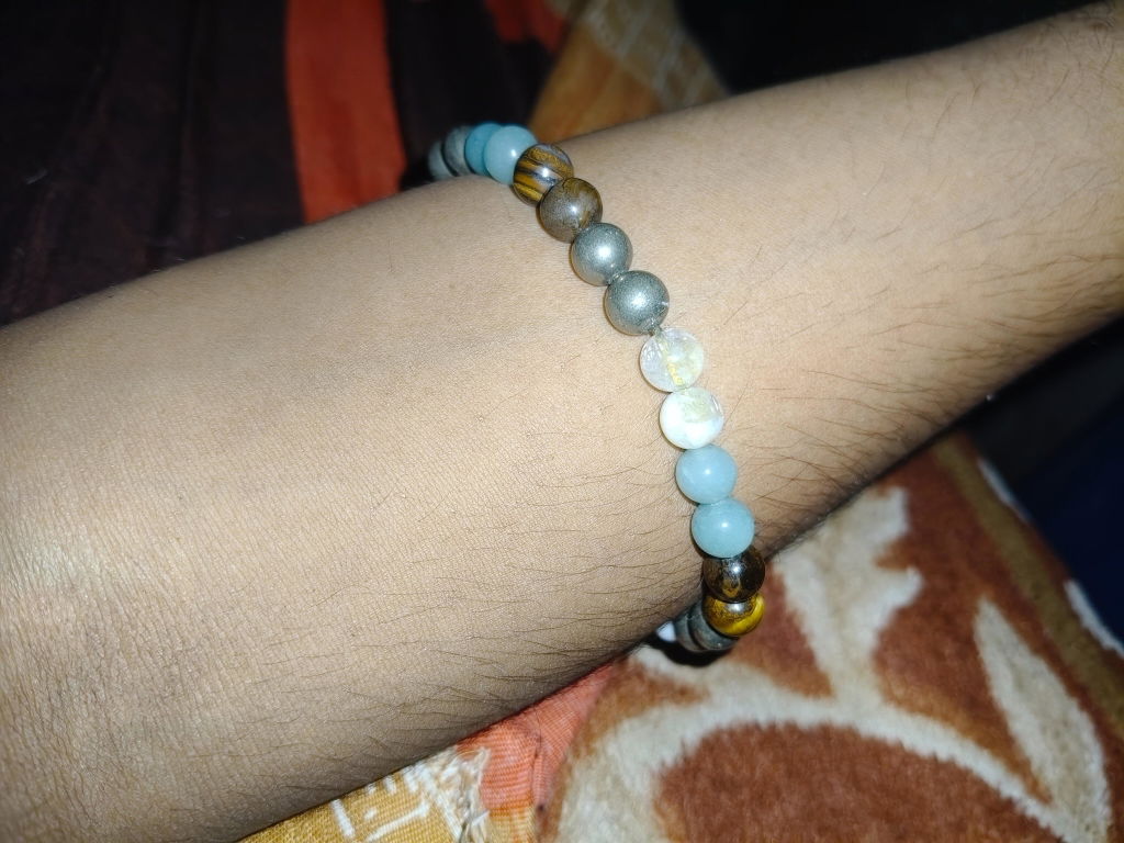 Money Magnet Fusion Tie-Up Band with Pyrite, Tiger Eye, Citrine & Aventurine Beads