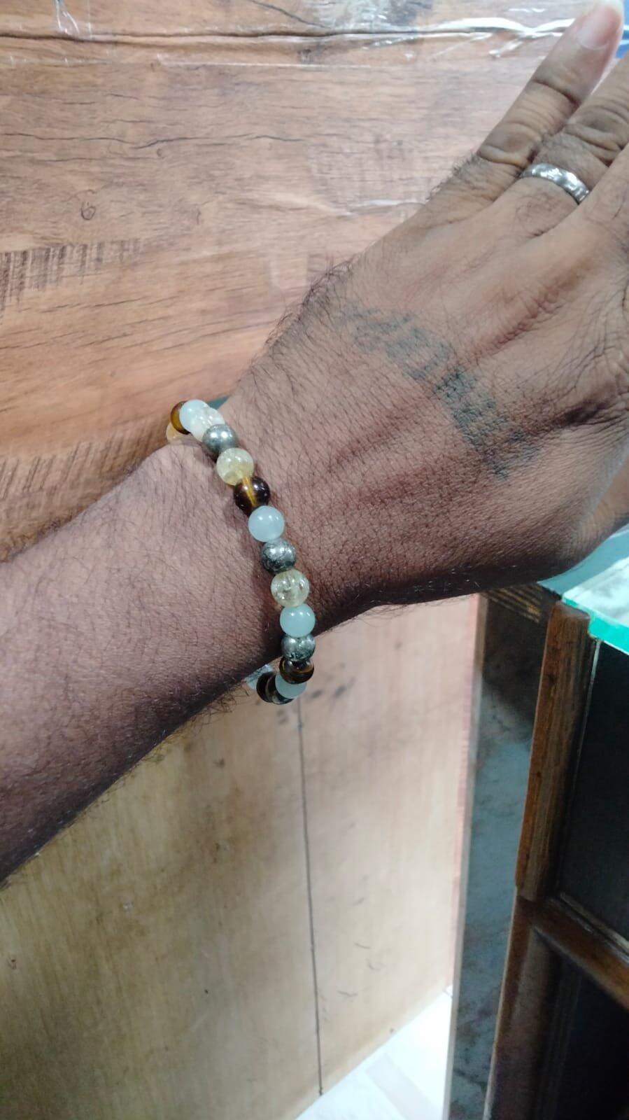 Money Magnet Fusion Band - Pyrite, Tiger Eye, Citrine & Aventurine Beads