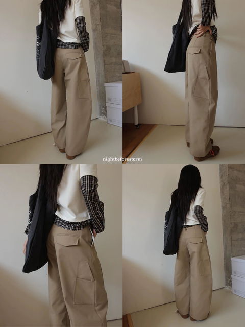 Sand Beige High Waisted Wide Leg Pants