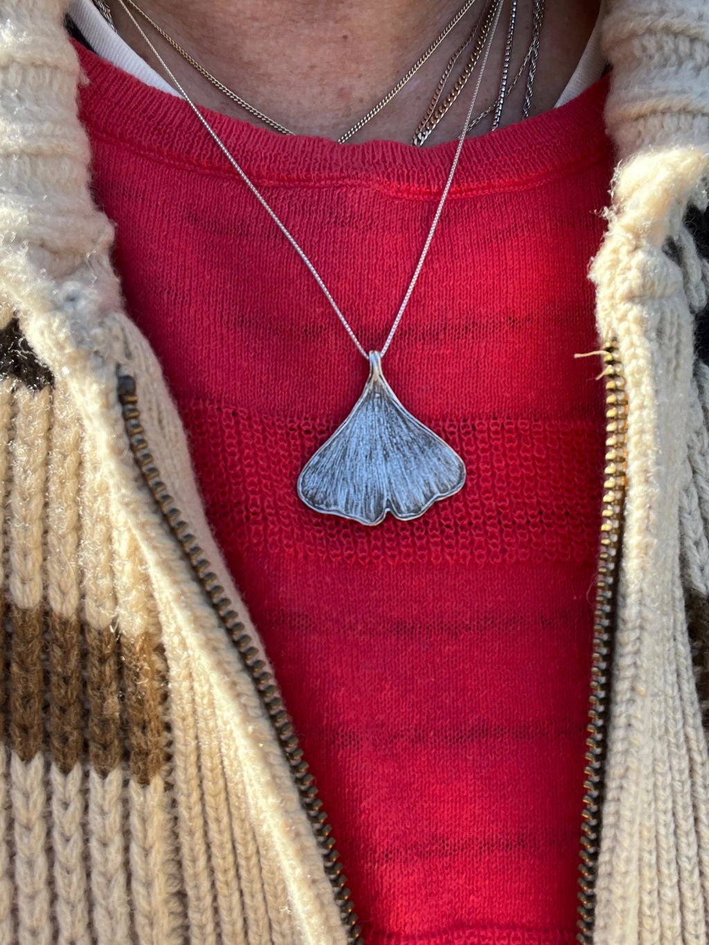 Sterling Silver Ginkgo Leaf Necklace