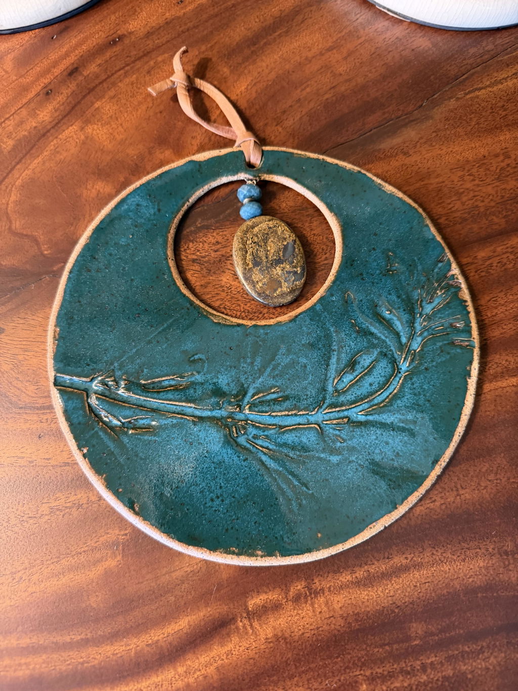 Emerald Wildflower Moon — Handmade Ceramic Wall Hanging