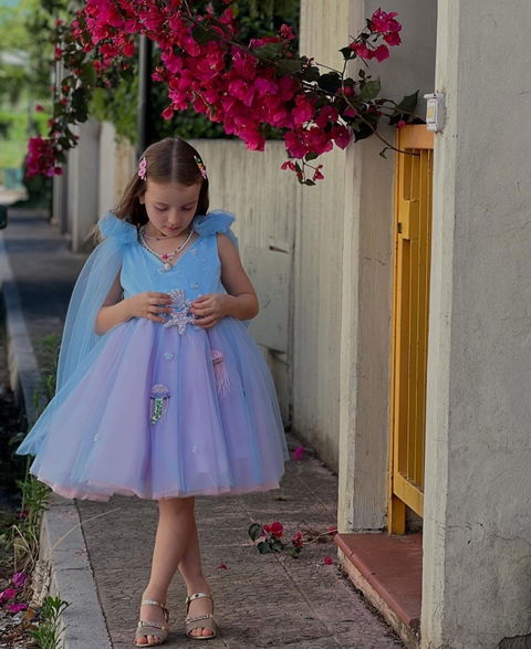 Luxury Sky Blue Baby Flower Girl Dresses Beaded Arab Pearls Princess J072