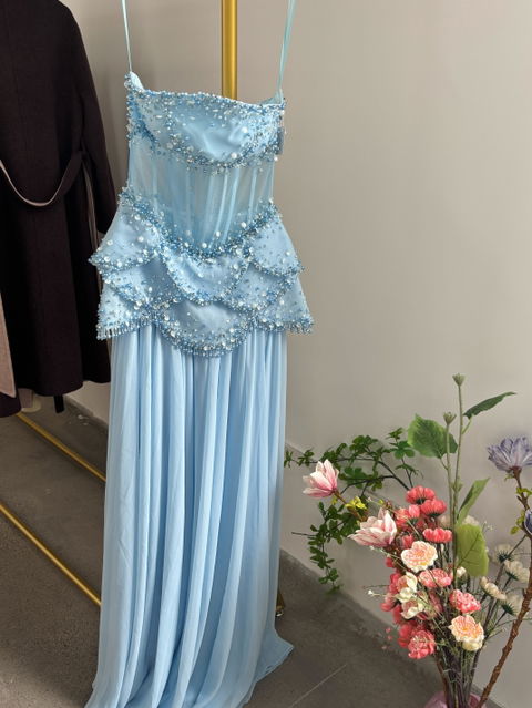 Elegant Beaded Strapless Evening Dress SS286