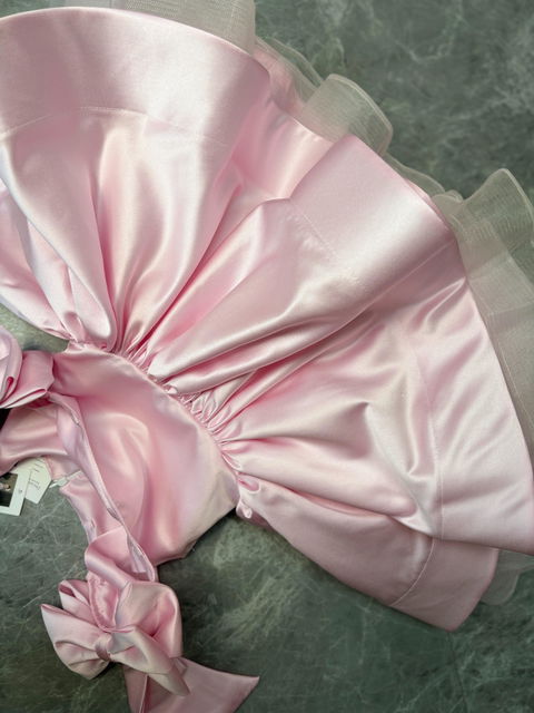 Elegant Satin Fuchsia Girl Dress Off-Shoulder White Princess J159