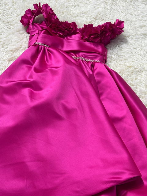 Elegant Fuchsia Girl Dress Appliques Lilac Princess Dubai Gown J167