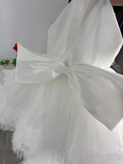 White Tulle Girl Birthday Holiday Party Dress J342