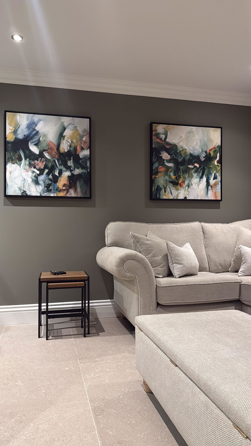 Movement in Green (Pair) - Framed Diptych Canvas Print