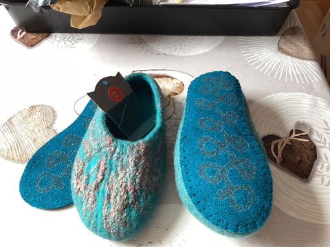 Thick Wool Felt Soles with Latex Grip  - Adult sizes