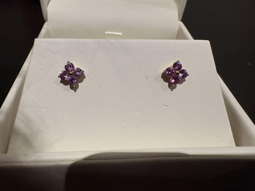 Clover Purple Sapphire Earrings In Gold