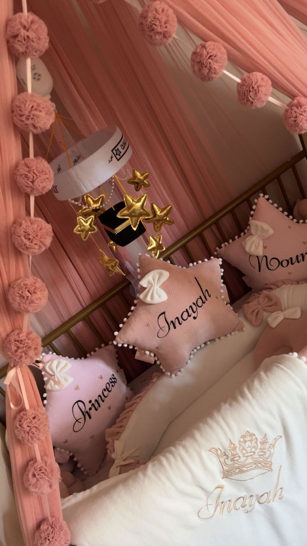 Baby Girl Bedding Set Light Pink - Princess Swan, Star & Cloud Face
