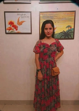 Floral black chiffon midi