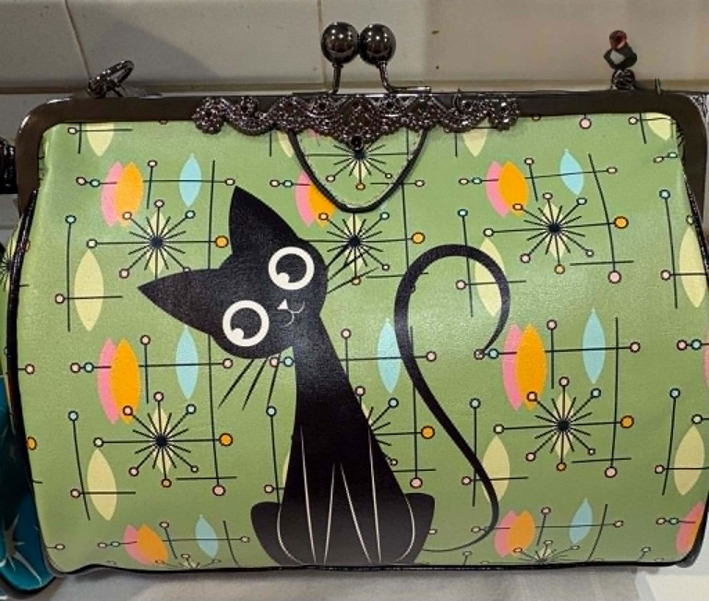 Atomic Cat Starburst Mid Century Modern Retro Kisslock Frame Purse