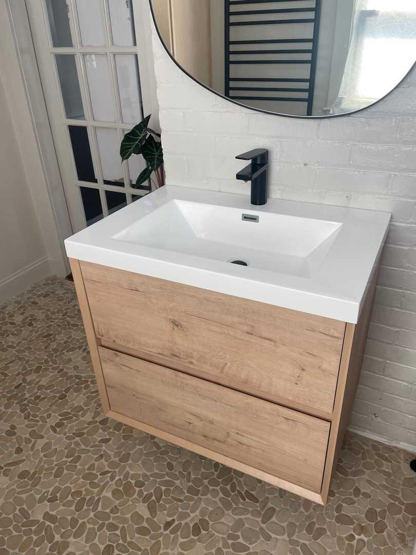 Kingdee 30" Wall Mounted Bathroom Vanity with Reinforced Acrylic Integrated Sink Top