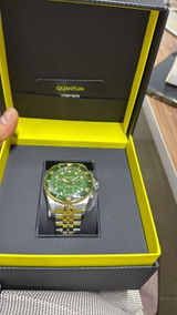 Quantum Men's Chronograph Watch Analog Green Dial with Two-Toned Stainless Steel Band, PWG930.270
