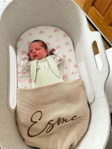 Personalized Embroidered Baby Name Blanket – Soft Cotton Knit Newborn Blanket, Baby Shower Gift
