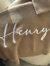 Personalized Embroidered Baby Name Blanket – Soft Cotton Knit Newborn Blanket, Baby Shower Gift