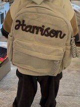 Personalized Toddler Backpack | Embroidered Name Corduroy Kids Book Bag for Preschool & Back to School