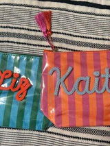 Personalized Makeup Bag | Custom Chenille Name Cosmetic Pouch | Bridesmaid Gift & Travel Toiletry Bag