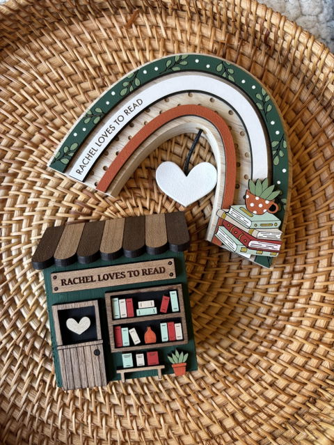 Personalised neutral bookish rainbow