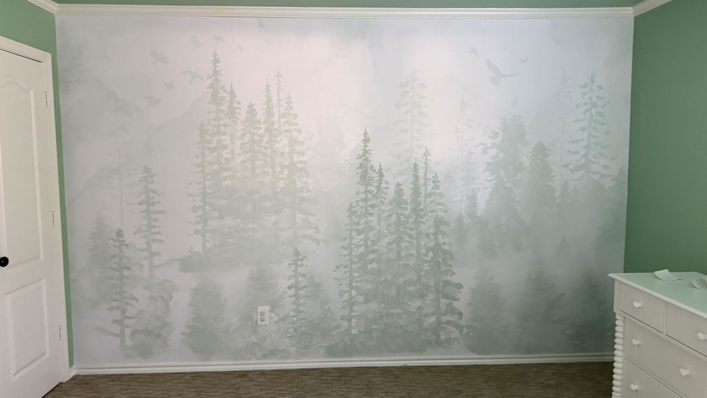 Girly Winter Forest in Pink Mural