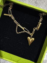 925 Sterling Silver Kosiner Heart Shape Pendant Premium Texture Necklace Bracelet Set