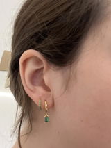 925 Sterling Silver Green Square & Round Drop Earring Set