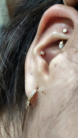 KOSINER 14K Solid Gold Sparkly Star Flat Back Stud