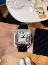 Santos Steel – White Dial Leather Strap