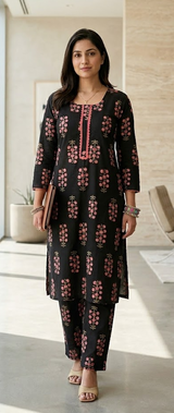Black Petal Printed Co-Ord Set